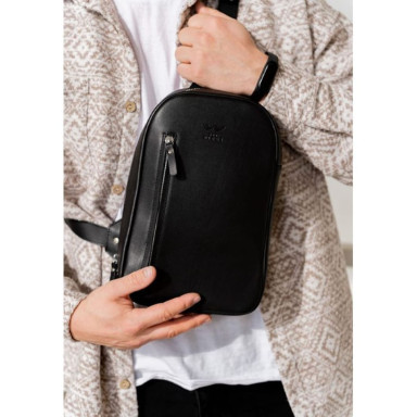 Men's leather Chest bag black