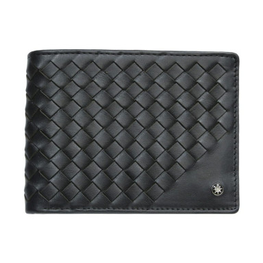Leather wallet Timone intrecciato 12012 nero black