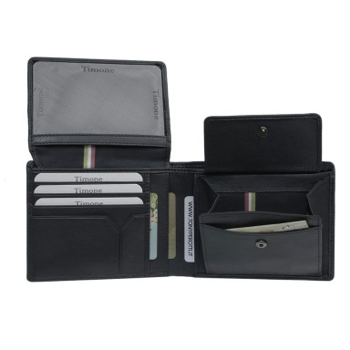 Leather wallet Timone intrecciato 12012 nero black