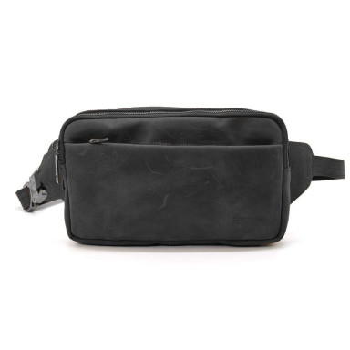 Belt bag with two compartments TARWA RA-0704-3md black leather