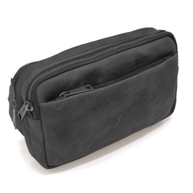 Belt bag with two compartments TARWA RA-0704-3md black leather