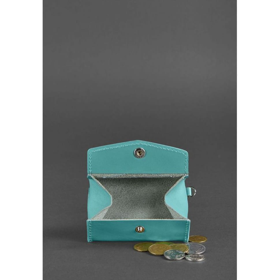 Жіноча шкіряна монетниця з клапаном 1.0 бірюзова.