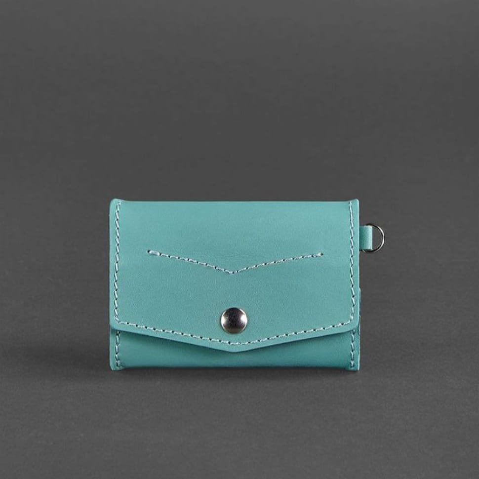Жіноча шкіряна монетниця з клапаном 1.0 бірюзова.