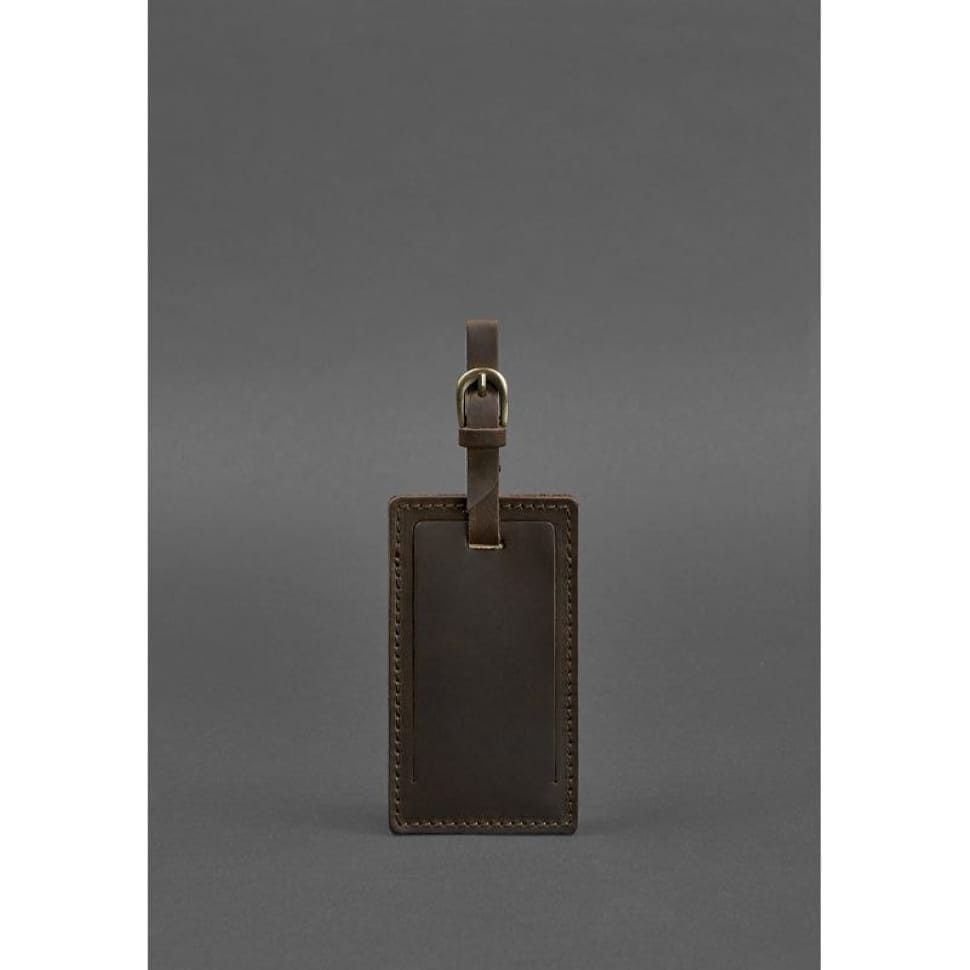 Шкіряна бирка для багажу 3.0 Темно-коричнева Crazy Horse