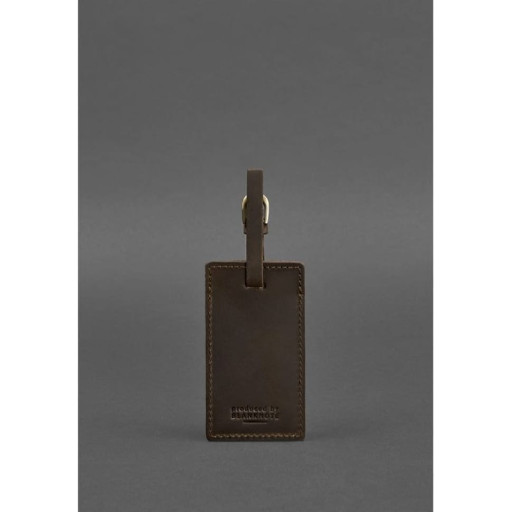 Шкіряна бирка для багажу 3.0 Темно-коричнева Crazy Horse