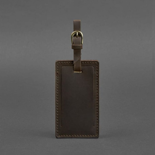 Шкіряна бирка для багажу 3.0 Темно-коричнева Crazy Horse