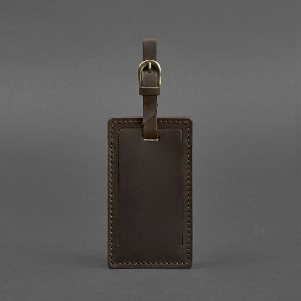 Шкіряна бирка для багажу 3.0 Темно-коричнева Crazy Horse