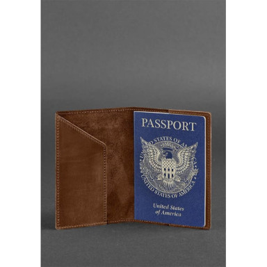 Leather passport cover with American coat of arms light brown