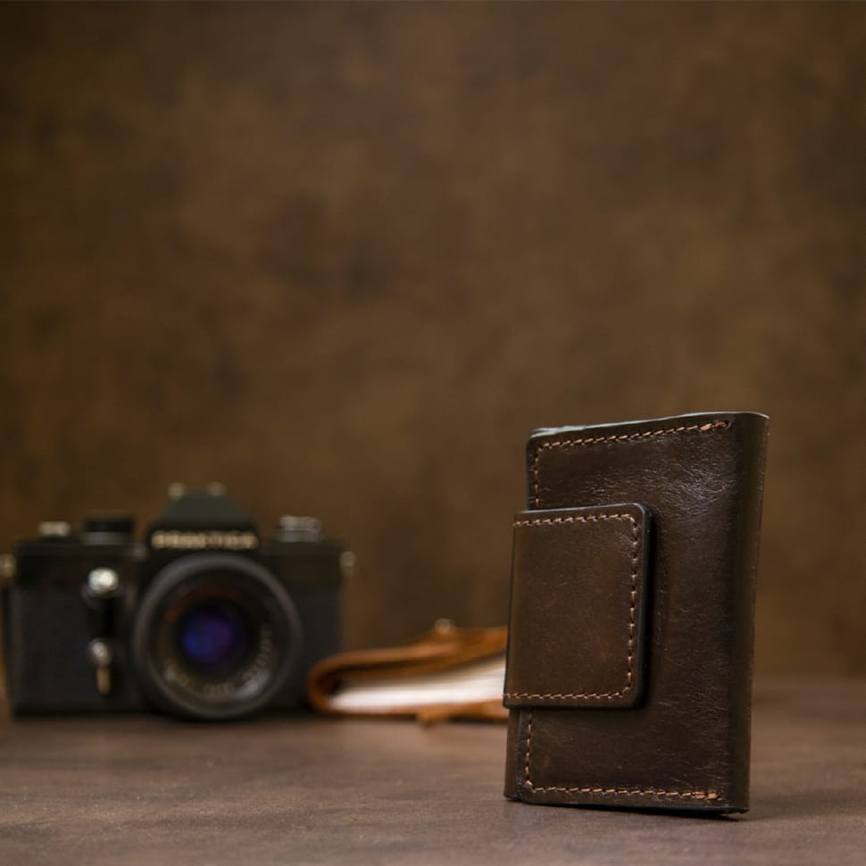 Шкіряна візитниця GRANDE PELLE 11410 Темно-коричневий