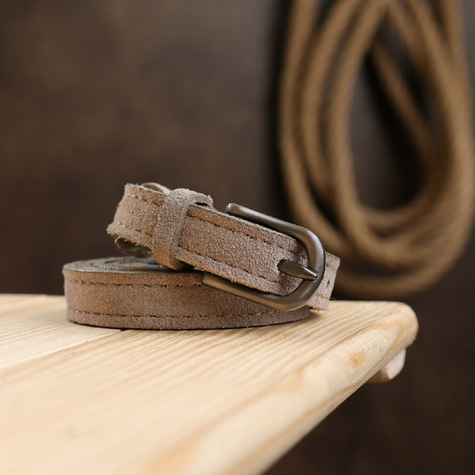 Жіночий замшевий ремінь Vintage 20771 Сірий