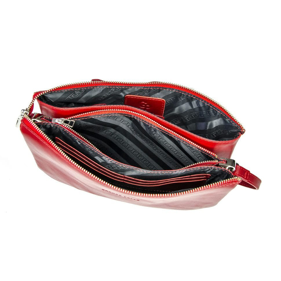 Жіночий клатч з ремінцем на плече, червоний