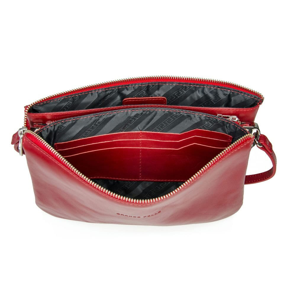 Жіночий клатч з ремінцем на плече, червоний