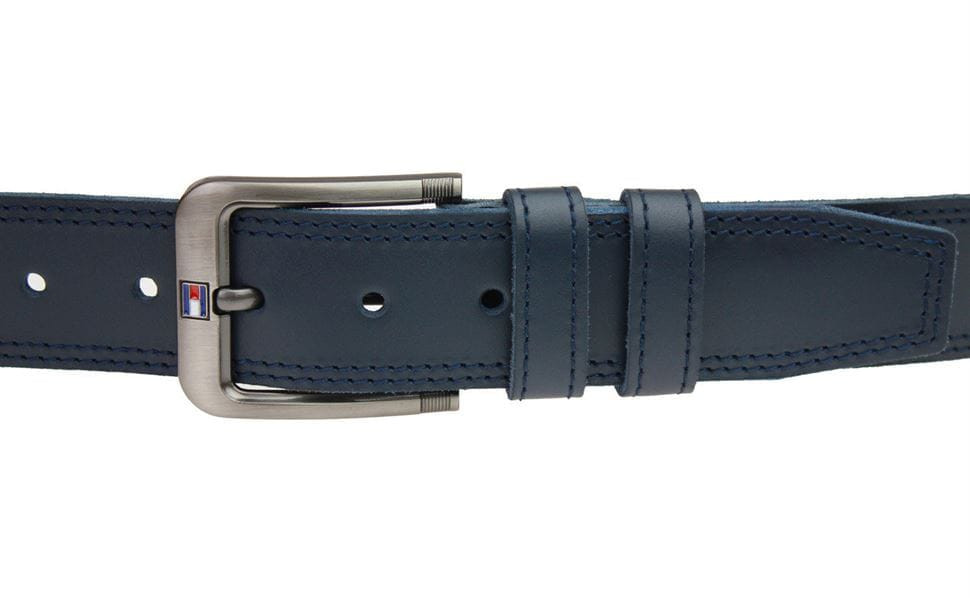 Ремінь чоловічий шкіряний джинсовий подвійна строчка SULLIVAN112-88 (8) 115-150 см синій