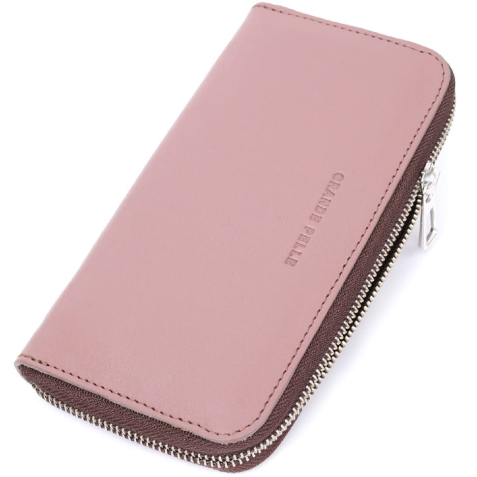 Практичний портмоне з натуральної шкіри GRANDE PELLE 16797 Пудровий