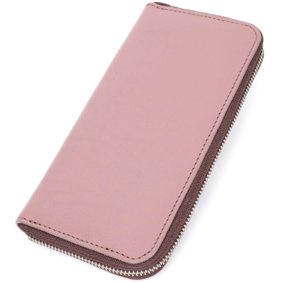 Практичний портмоне з натуральної шкіри GRANDE PELLE 16797 Пудровий