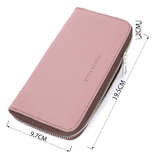 Практичний портмоне з натуральної шкіри GRANDE PELLE 16797 Пудровий