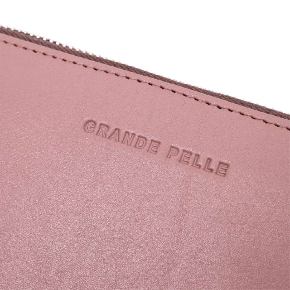 Практичний портмоне з натуральної шкіри GRANDE PELLE 16797 Пудровий