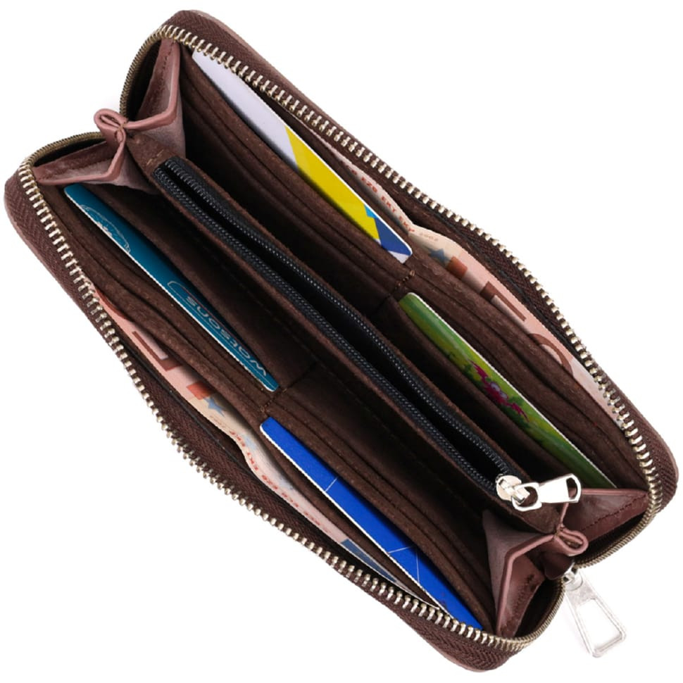 Практичний портмоне з натуральної шкіри GRANDE PELLE 16797 Пудровий