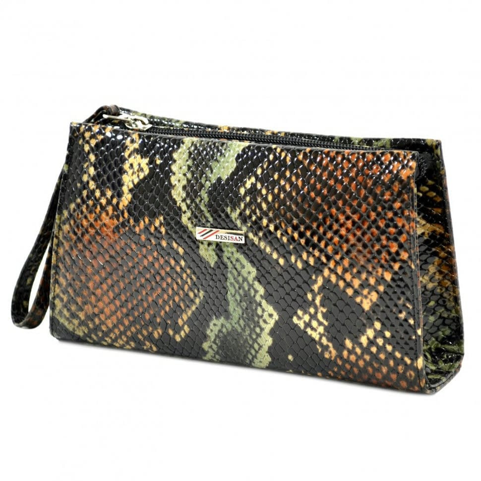 Косметичка шкіряна Desisan 2-586 зелена змія