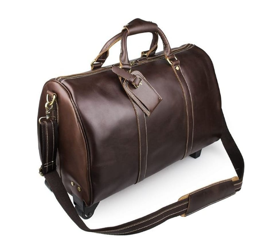 Дорожня шкіряна сумка з коліщатами John McDee 7077LC