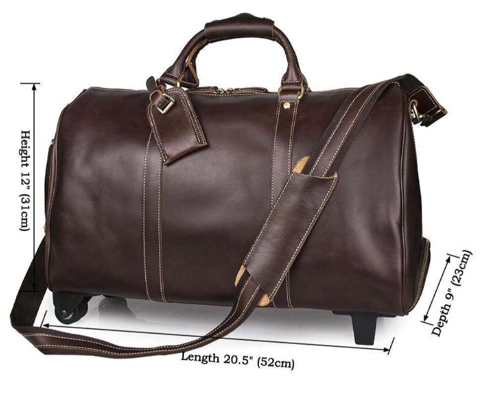 Дорожня шкіряна сумка з коліщатами John McDee 7077LC