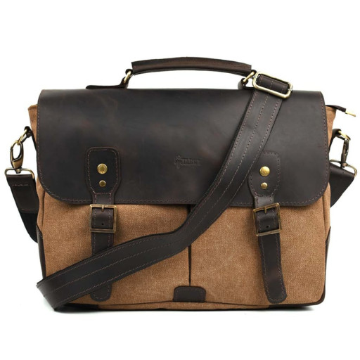 Чоловіча сумка портфель з канвасу та шкірою TARWA RCc-3960-3md