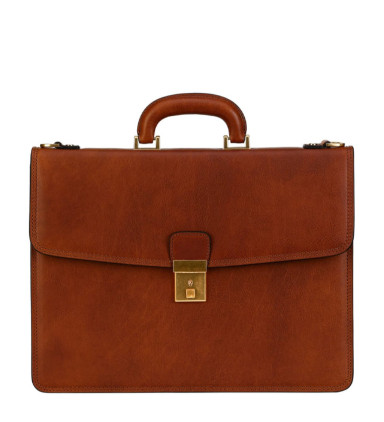 Womens Leather Briefcase - The Sound of the Mountain -  Cognac Brown color -  Time Resistance 5192601W