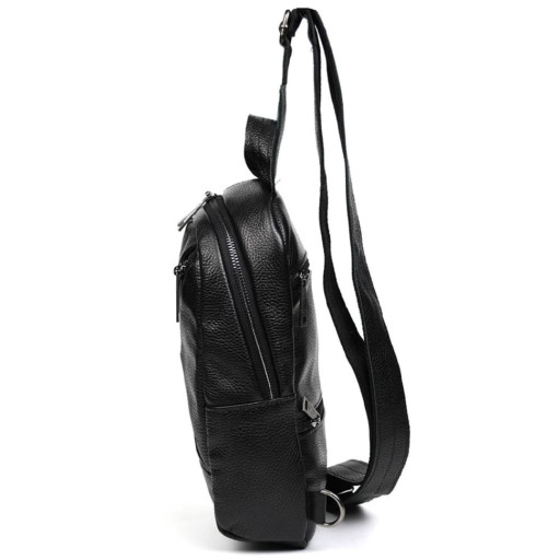 Рюкзак слінг шкіряний з кишенями TARWA FA-6020-3md чорний флотар