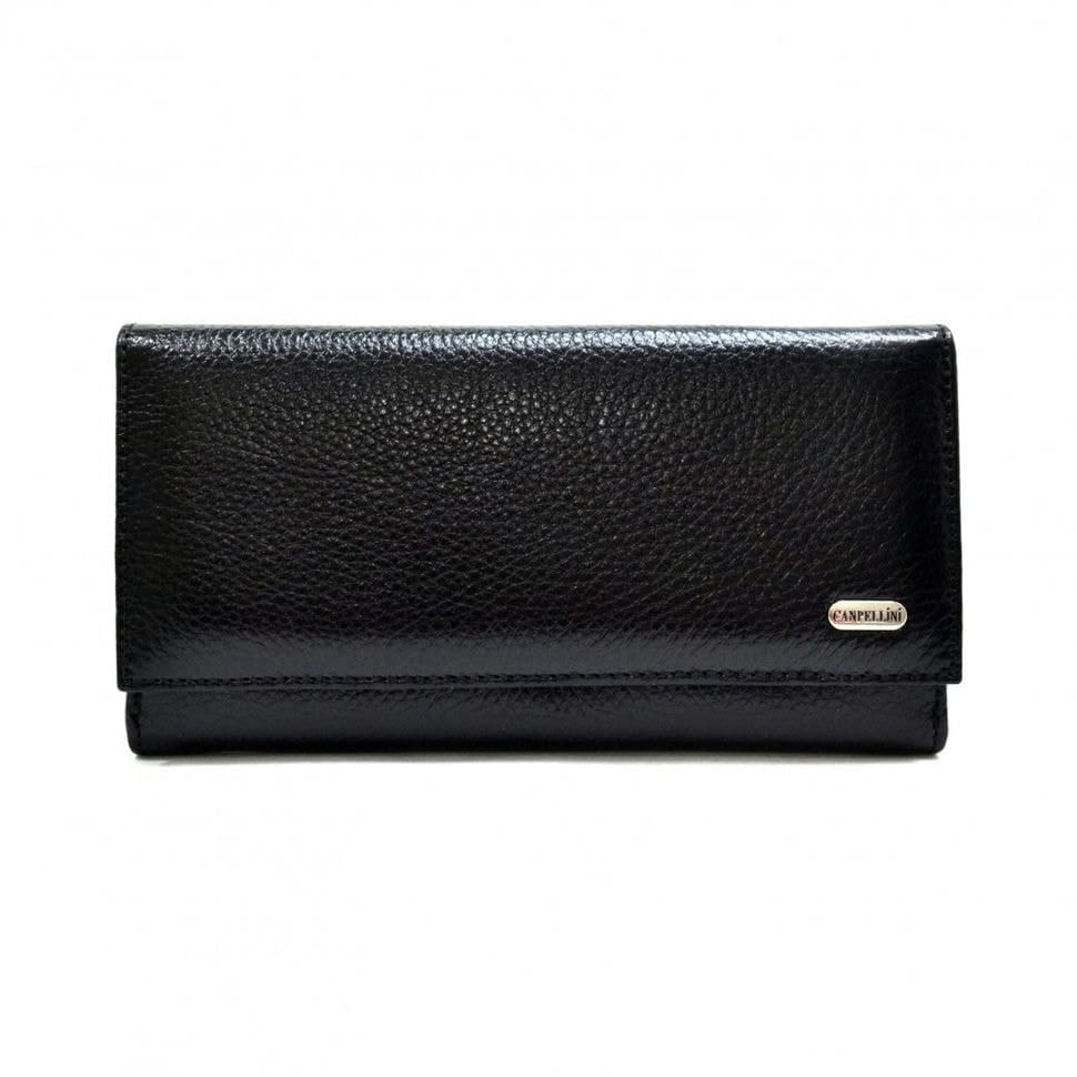 Жіноче портмоне з натуральної шкіри CANPEL 157-7 чорний флотар