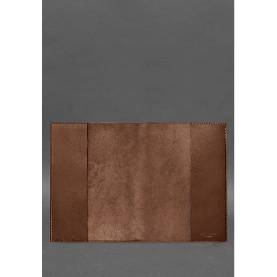 Leather cover for notary register with map of Ukraine light brown