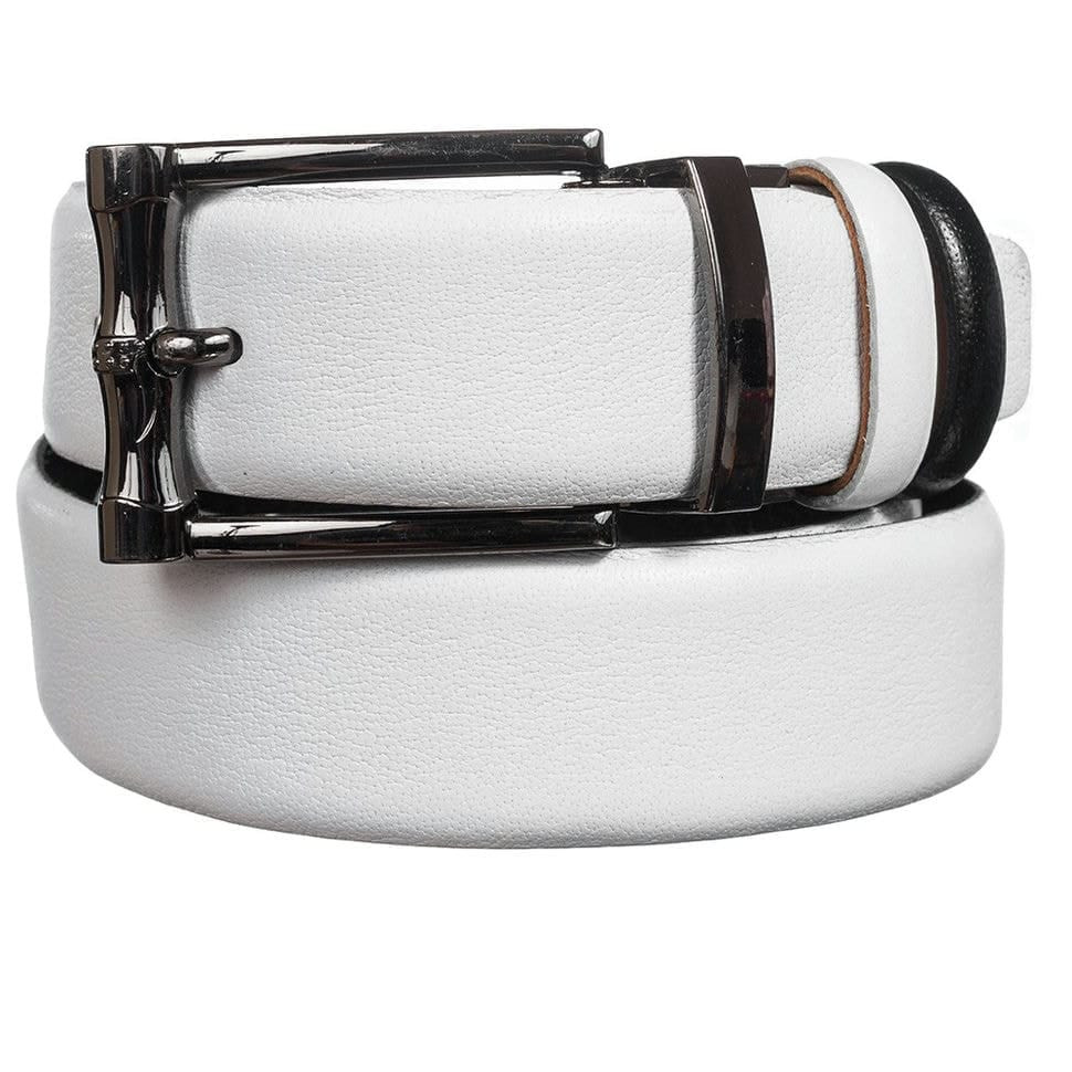 Шкіряний ремень YSK класика двосторонній 1004-0 чорно-білий