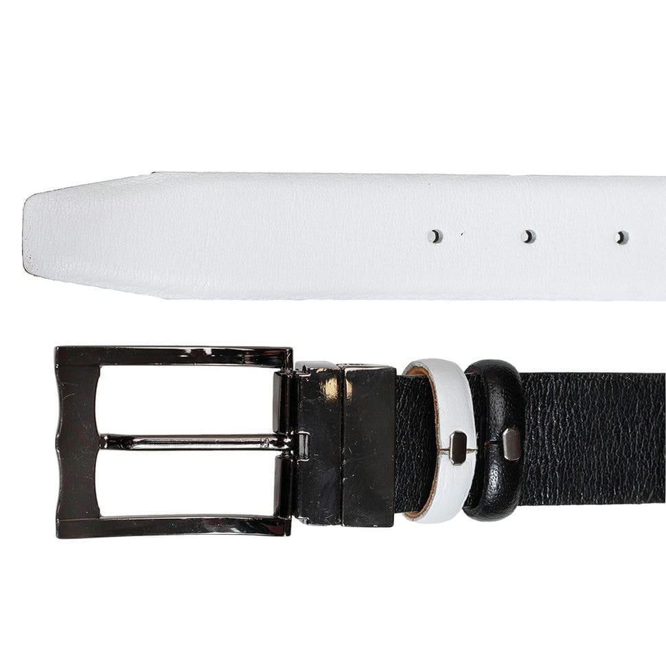 Шкіряний ремень YSK класика двосторонній 1004-0 чорно-білий