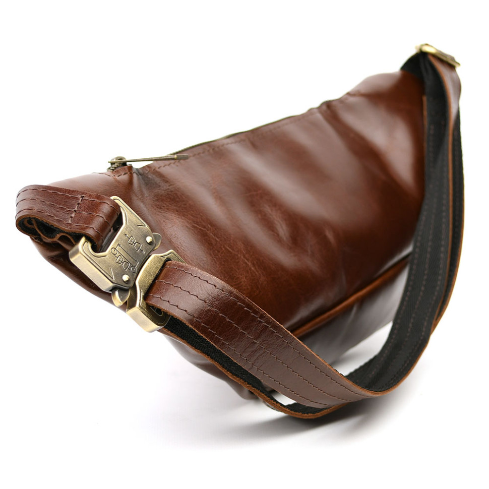 Belt bag GX-3036-3md from genuine brown-burgundy leather from Tarwa brand