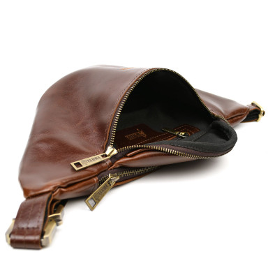 Belt bag GX-3036-3md from genuine brown-burgundy leather from Tarwa brand