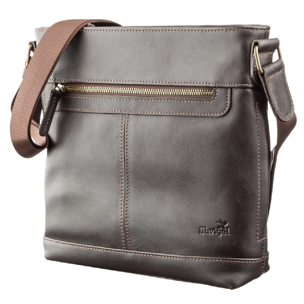Multifunctional bag for men SHVIGEL 11178 in smooth leather Brown