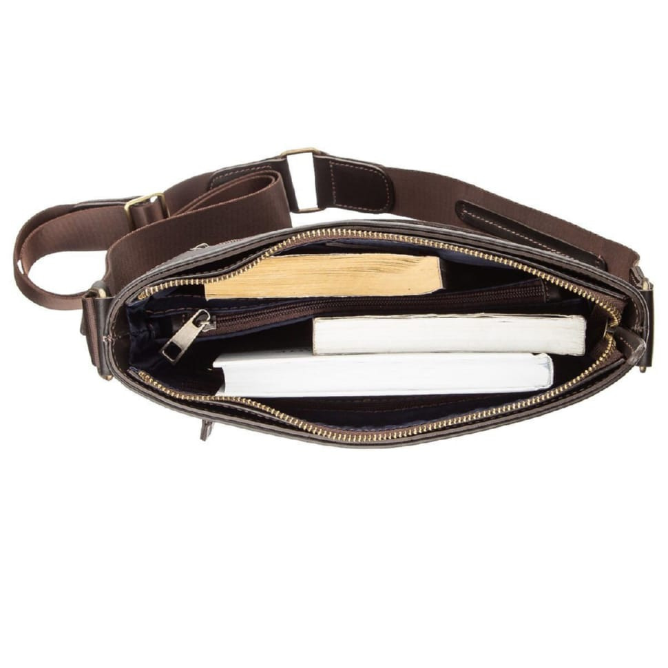 Multifunctional bag for men SHVIGEL 11178 in smooth leather Brown