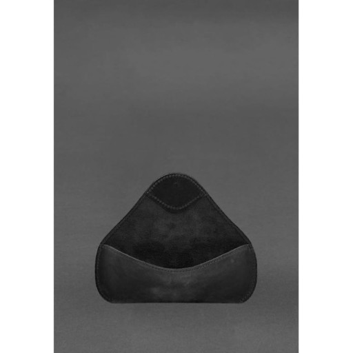 Шкіряний чохол для окулярів із клапаном на резинці Чорний Crazy Horse