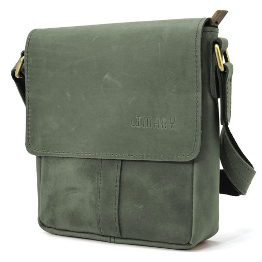Невелика чоловіча сумка через плече шкіряна Limary lim-354RE зелена