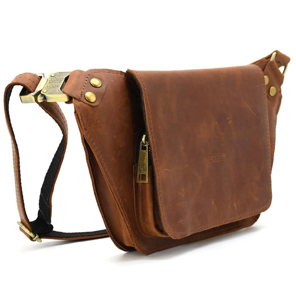 Leather belt banana, cognac RB-8128-3md TARWA