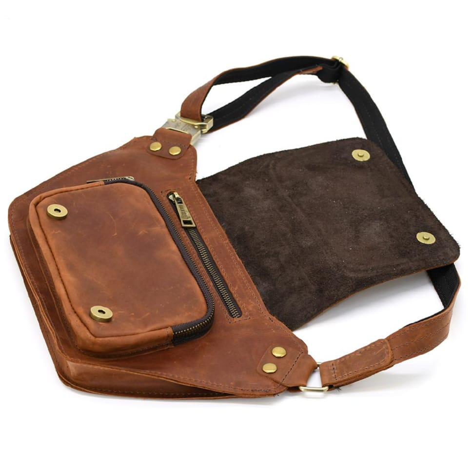 Leather belt banana, cognac RB-8128-3md TARWA