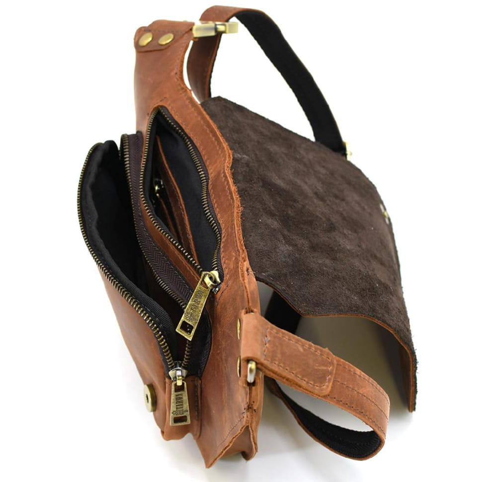 Leather belt banana, cognac RB-8128-3md TARWA