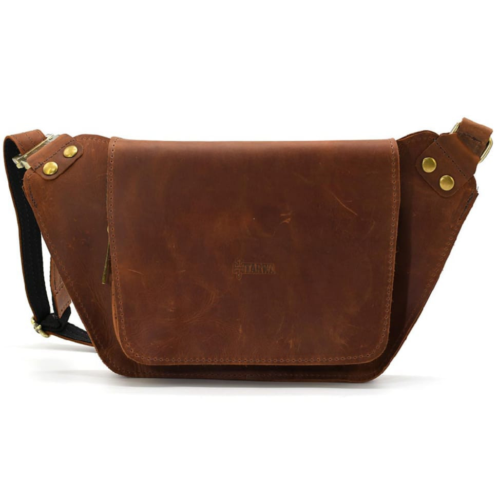 Leather belt banana, cognac RB-8128-3md TARWA