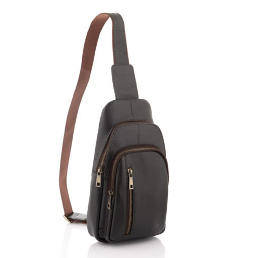 Коричнева сумка слінг із гладкої телячої шкіри Newery N9012GC