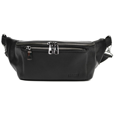 Leather fanny pack waist bag Limary Lim-233GA black Nappa