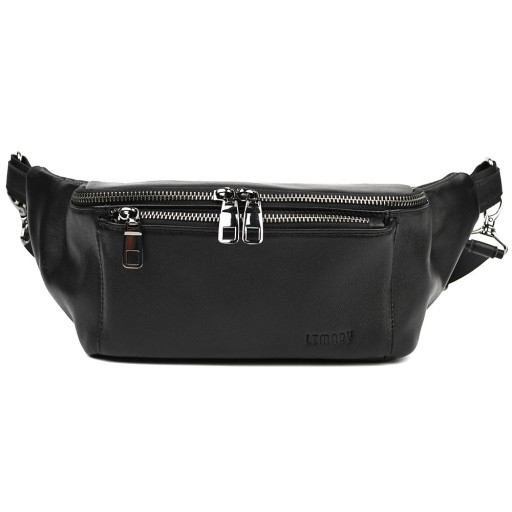 Шкіряна бананка напоясна сумка Limary Lim-233GA чорна Наппа