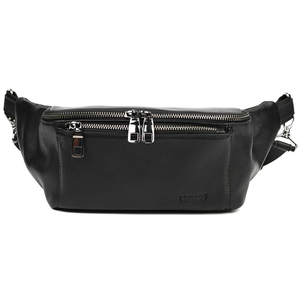 Leather fanny pack waist bag Limary Lim-233GA black Nappa