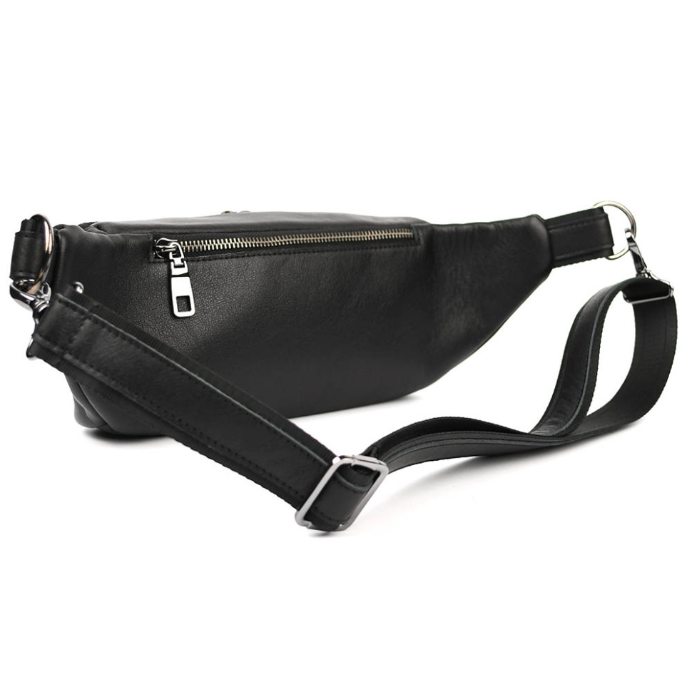 Leather fanny pack waist bag Limary Lim-233GA black Nappa
