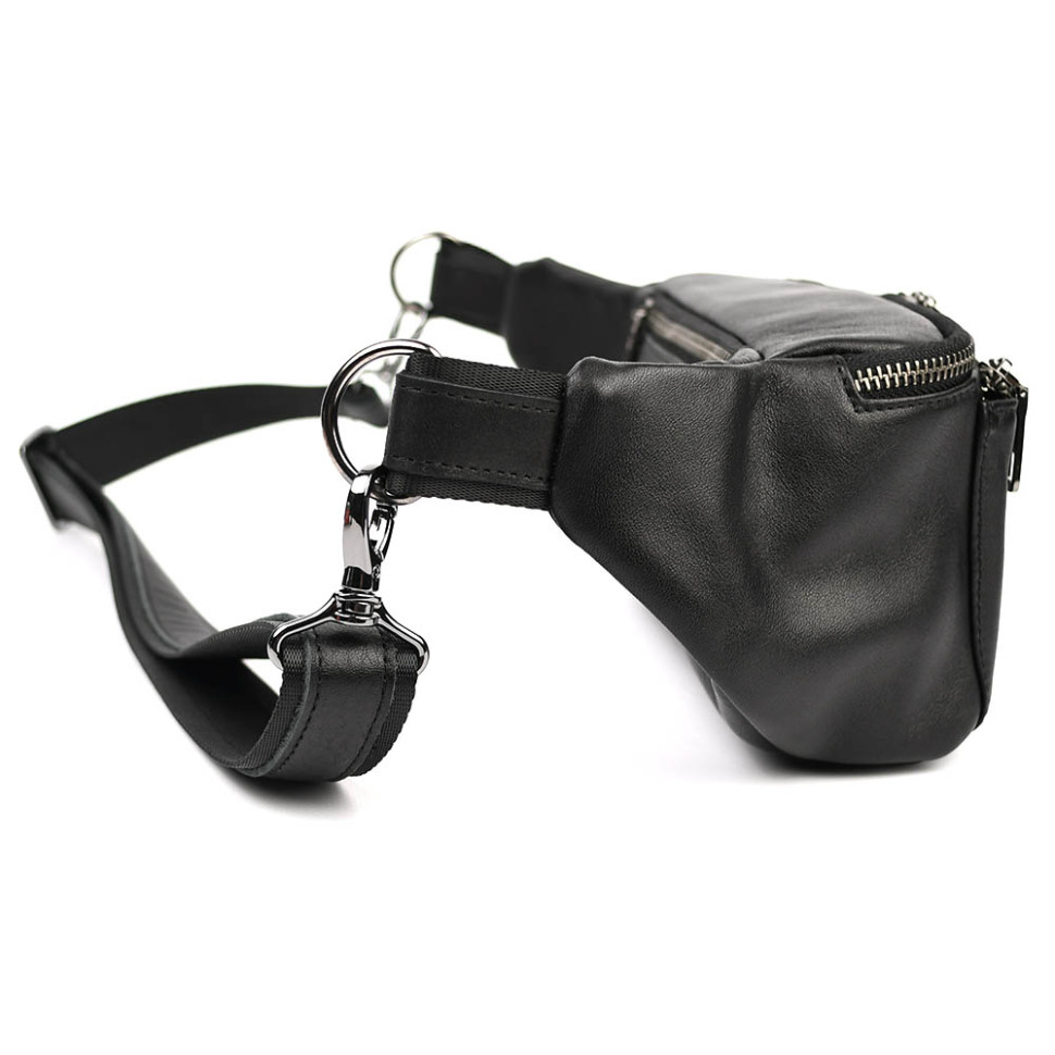 Leather fanny pack waist bag Limary Lim-233GA black Nappa