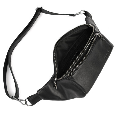 Leather fanny pack waist bag Limary Lim-233GA black Nappa