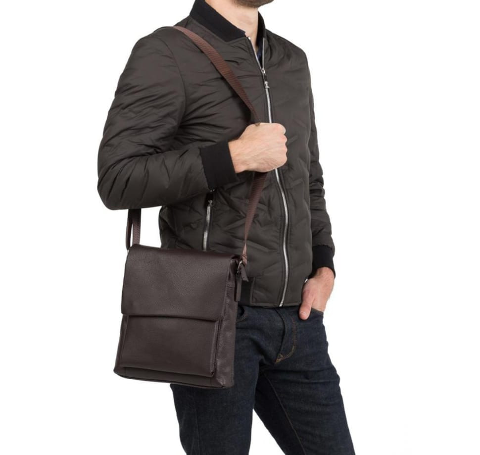 Сумка через плече шкіряна чоловіча коричнева Tiding Bag A25-1278C